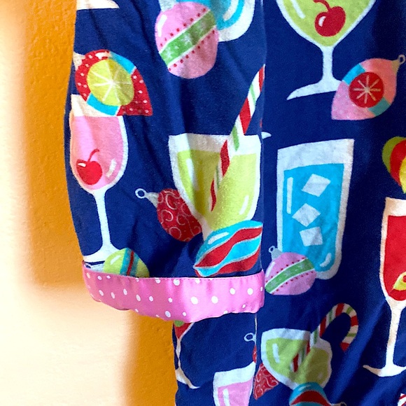 Nick & Nora cotton flannel holiday cocktails sleep shirt XL - Picture 5 of 9